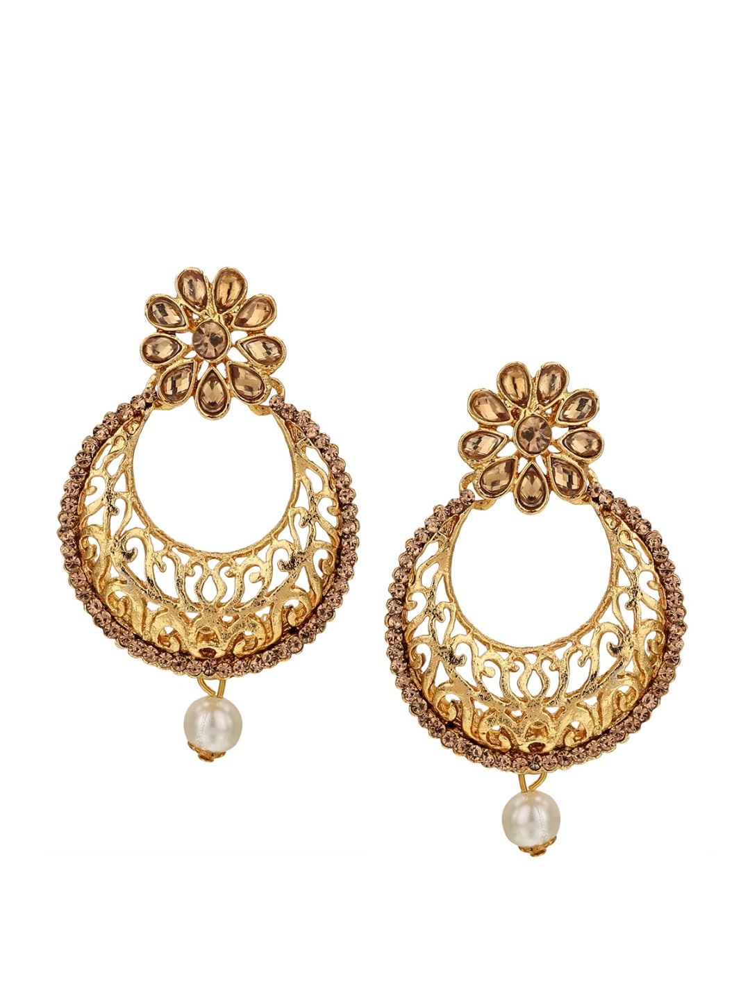 

Sanjog Gold-Plated Crescent Shaped Chandbalis Earrings