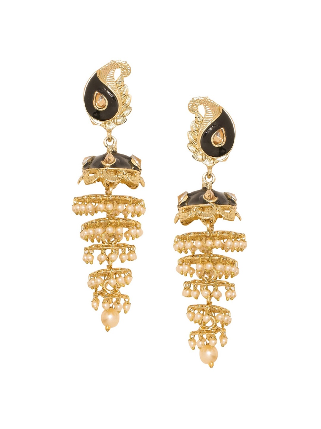 

Sanjog Black & Gold-Toned Contemporary Drop Earrings