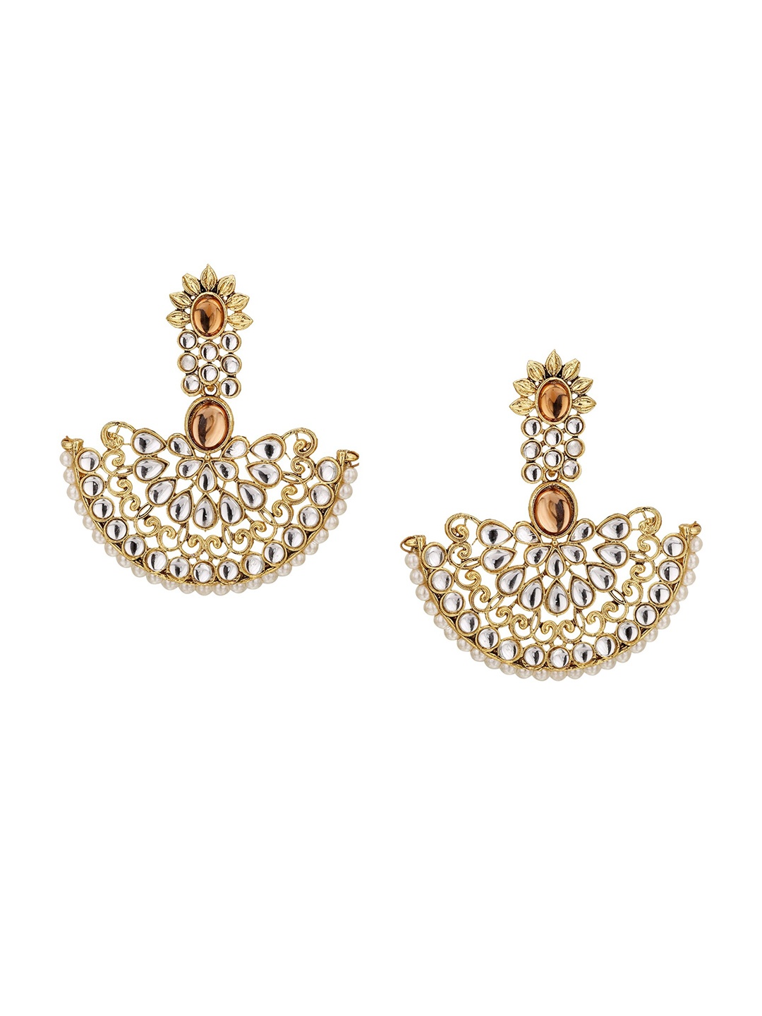 

Sanjog Gold-Toned & White Classic Chandbalis Earrings