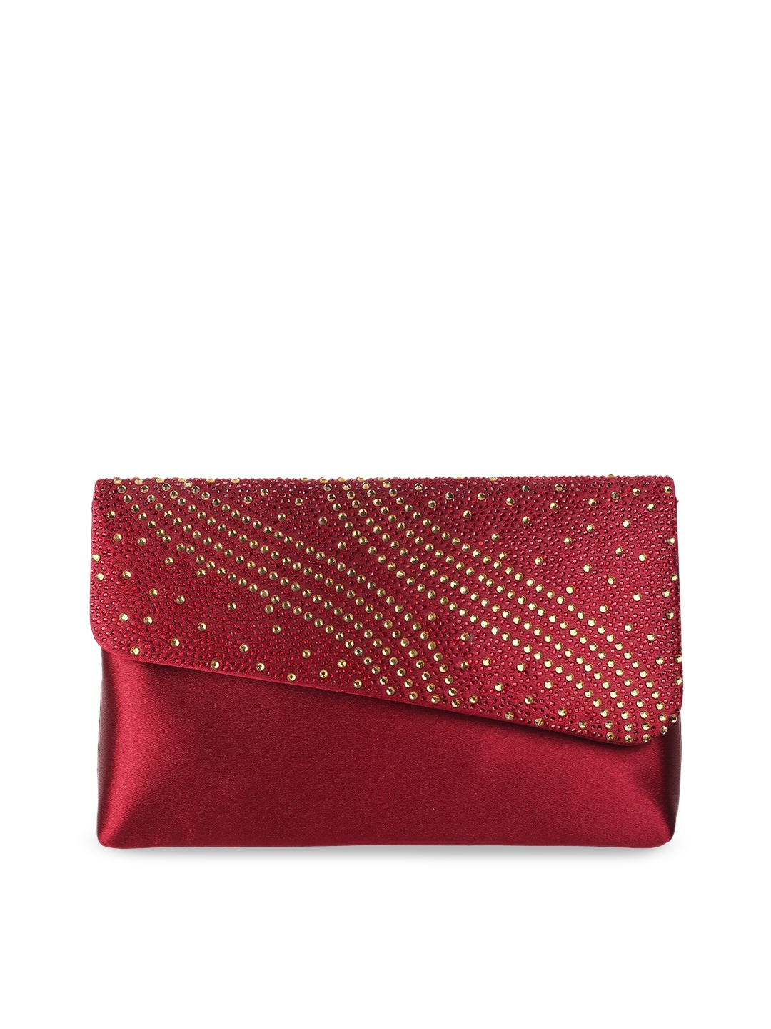 

Metro Maroon & Gold-Toned Embellished Envelope Clutch