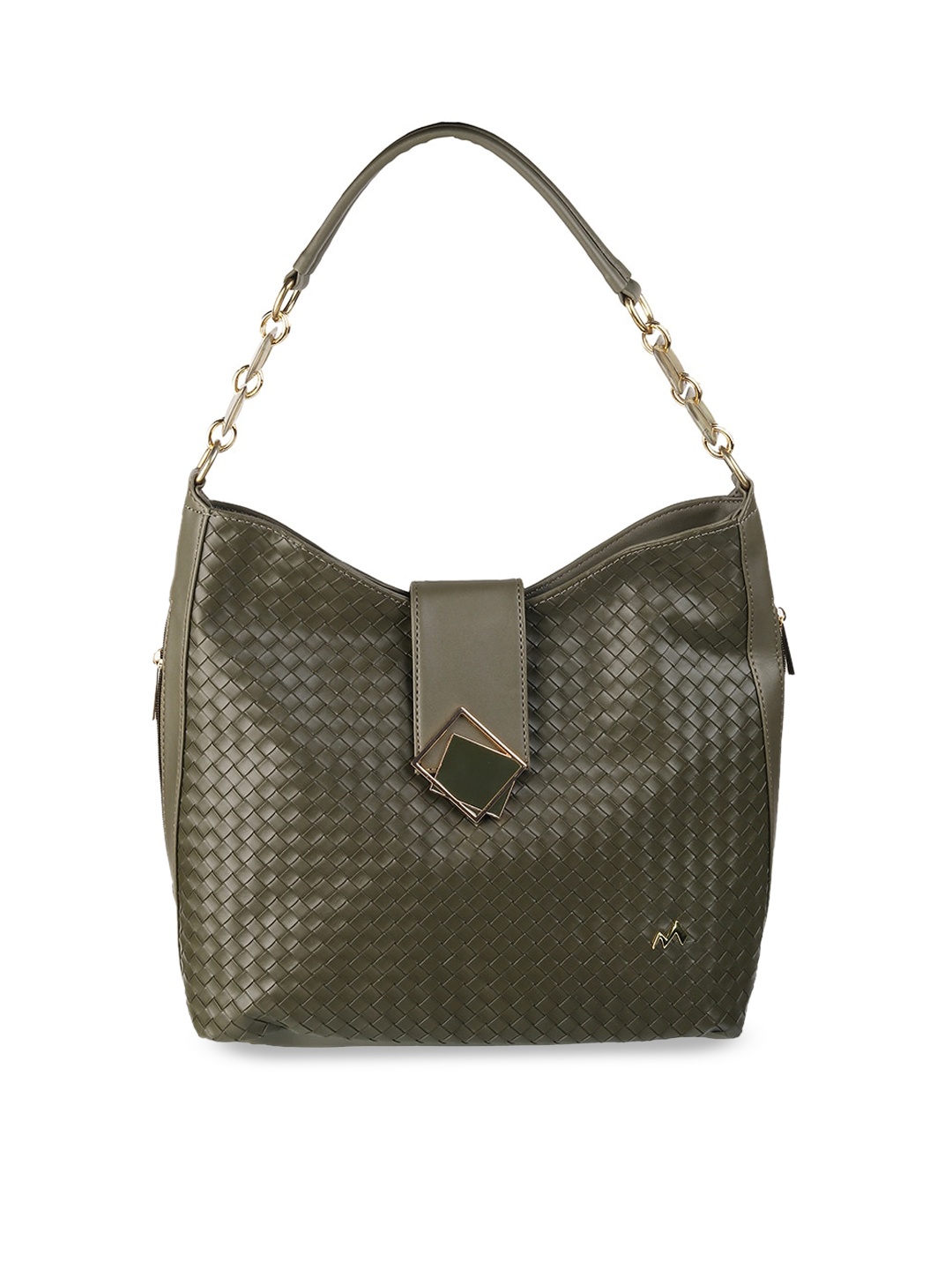 

Metro Green Textured Structured Hobo Bag