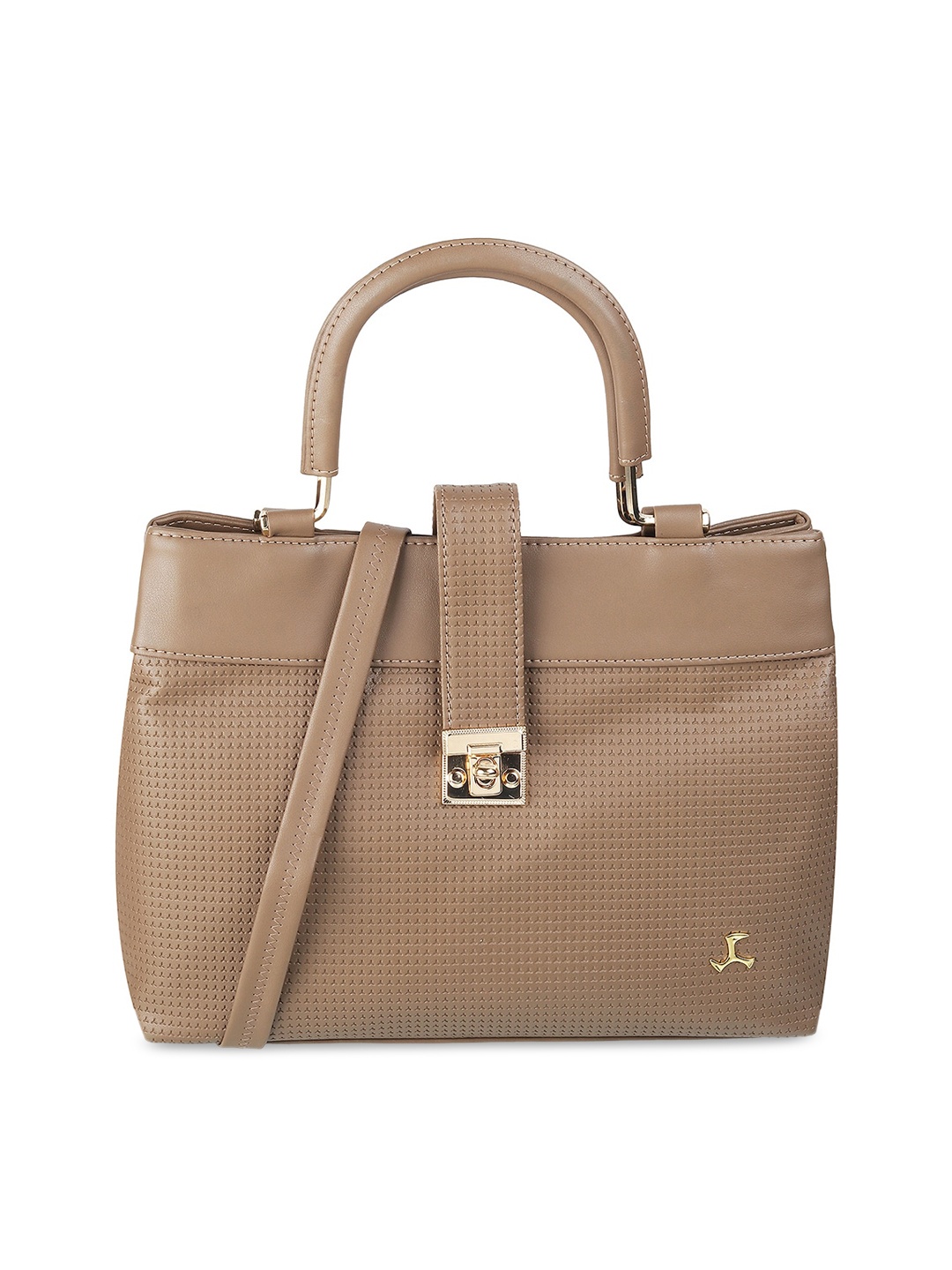 

Mochi Beige Textured Structured Handheld Bag