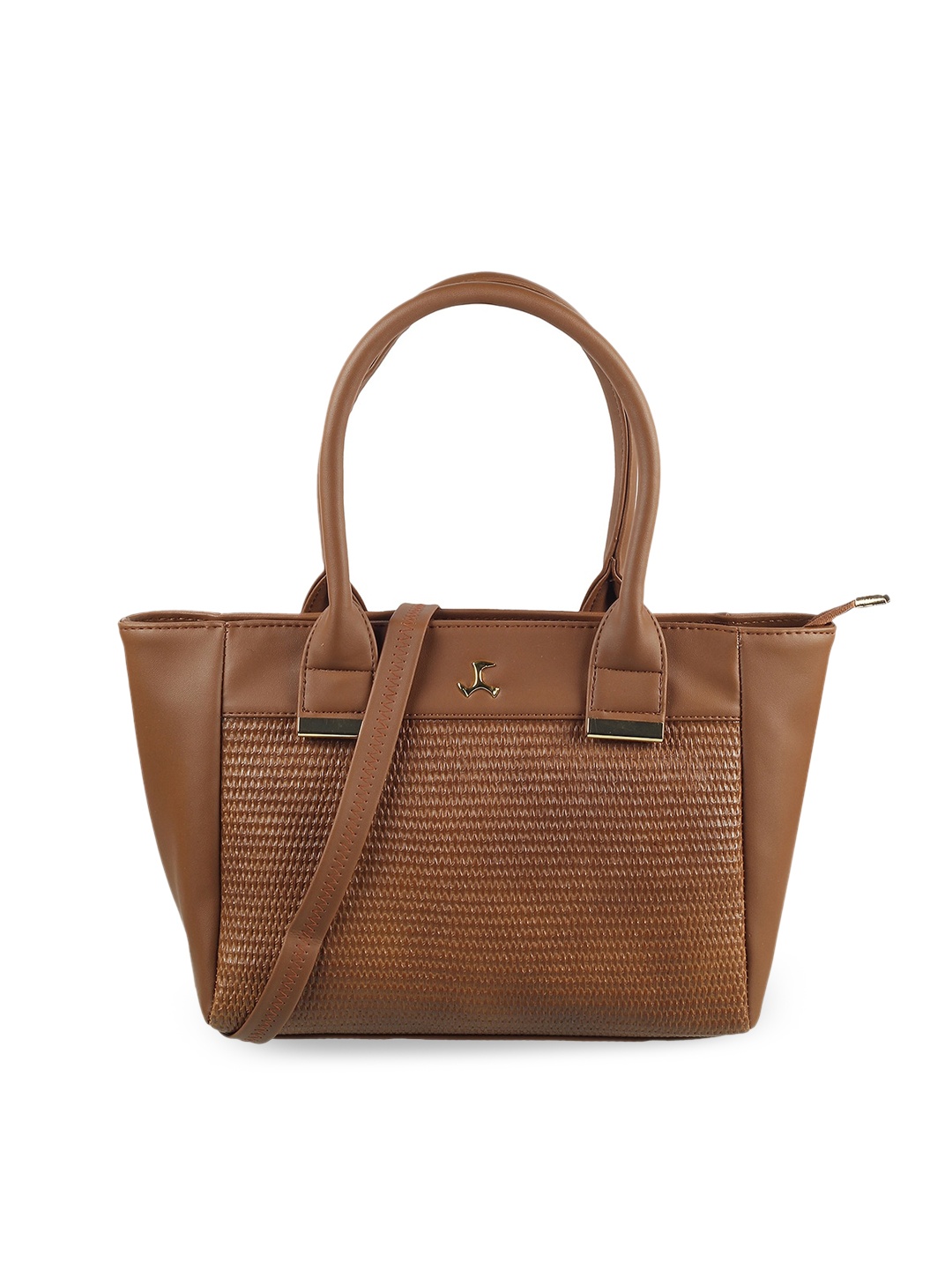 

Mochi Brown Textured PU Structured Shoulder Bag