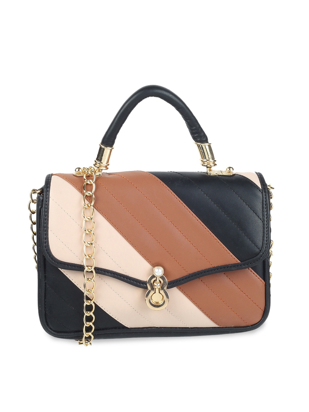 

Mochi Black & Brown Colourblocked Purse Clutch