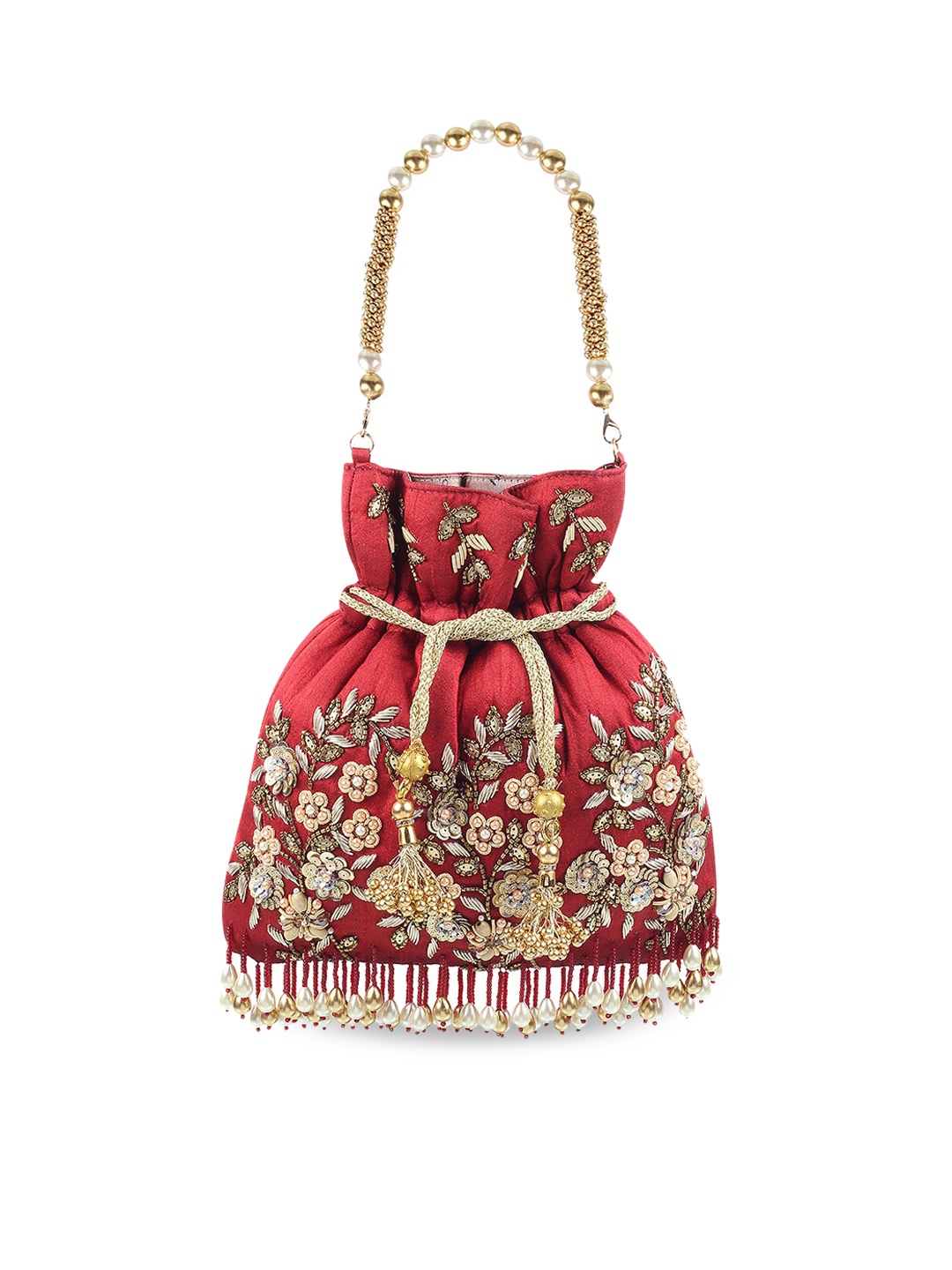 

Mochi Maroon Shopper Shoulder Bag with Applique