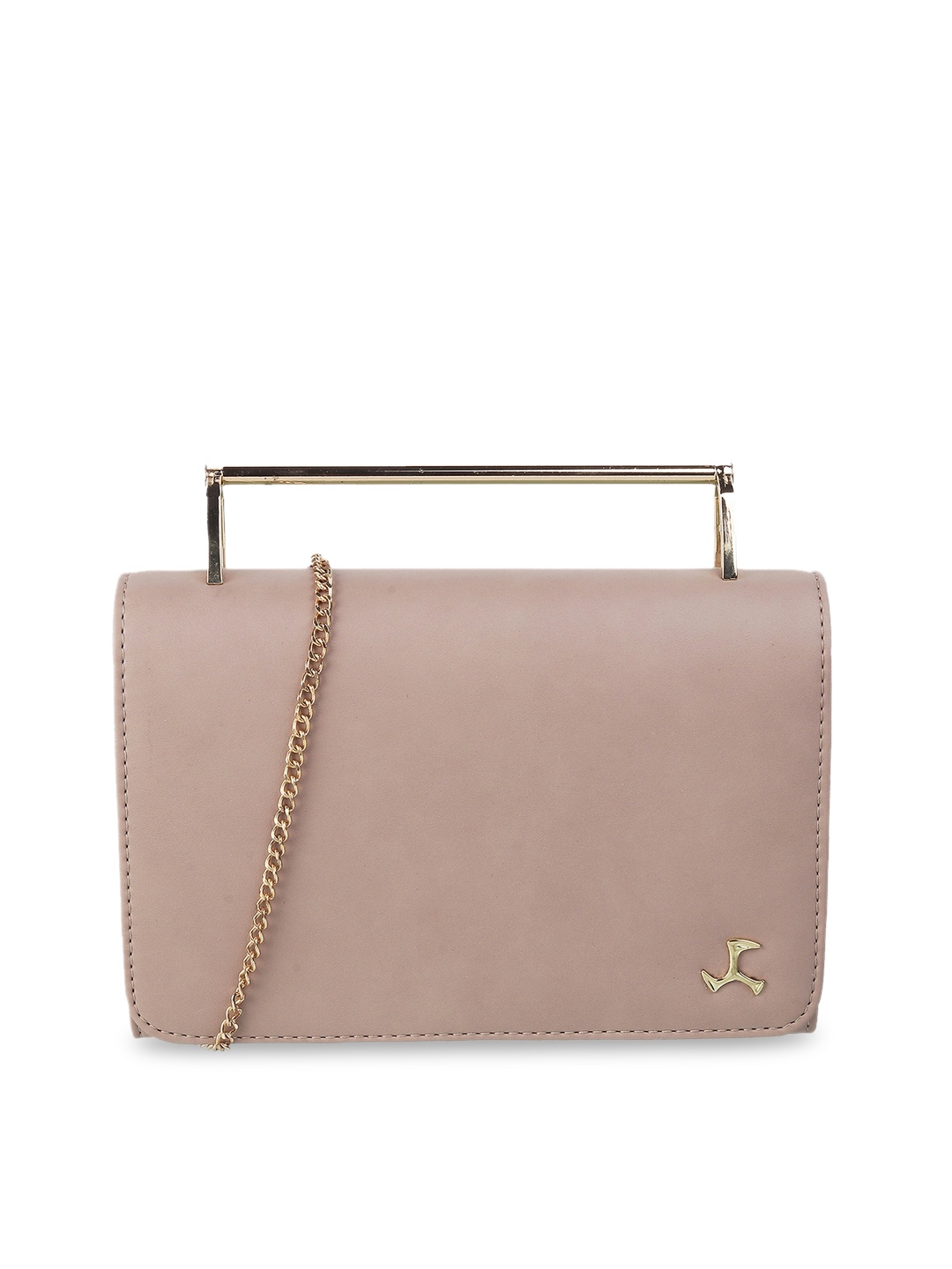 

Mochi Women Beige Solid Clutch With Shoulder Strap