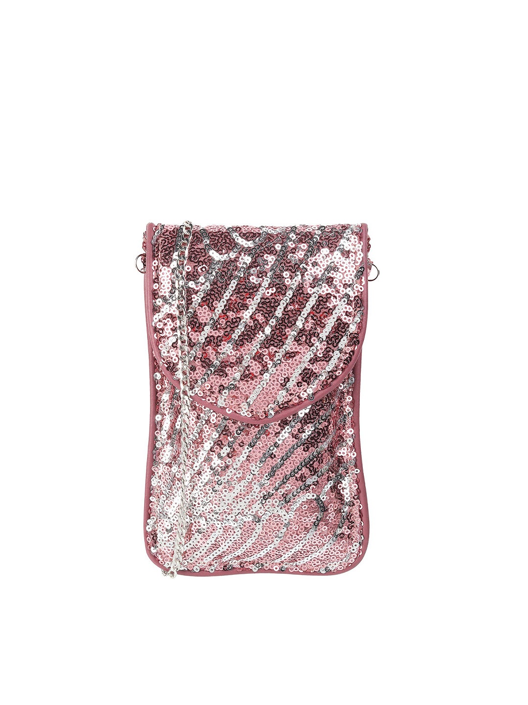 

Mochi Women Pink & Silver-Toned Striped Embellished Money Clip