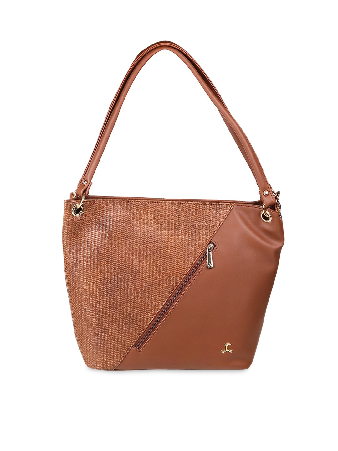 

Mochi Brown Textured Bucket Hobo Bag