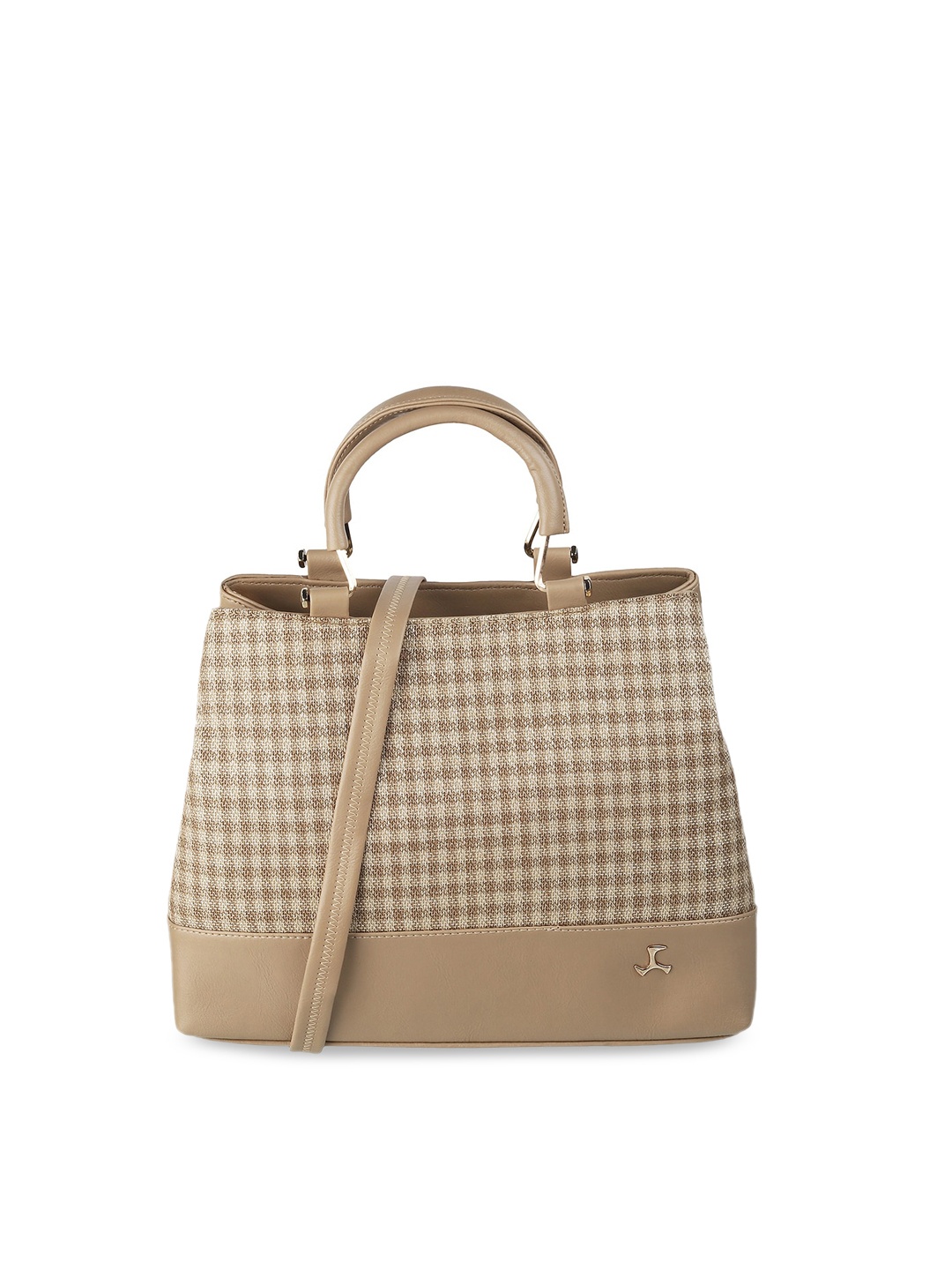 

Mochi Beige Textured Structured Handheld Bag