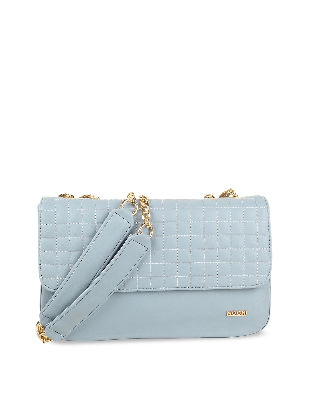 

Mochi Blue Textured Structured Handheld Bag with Quilted