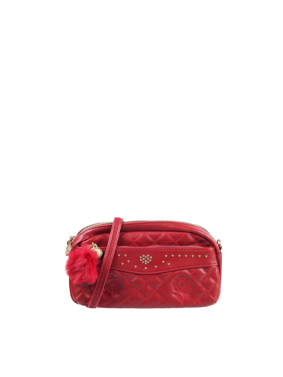 

WALKWAY by Metro Women Maroon Geometric Textured Zip Around Wallet