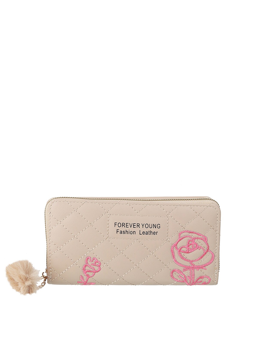 

WALKWAY by Metro Women Beige & Black Typography Printed Zip Around Wallet