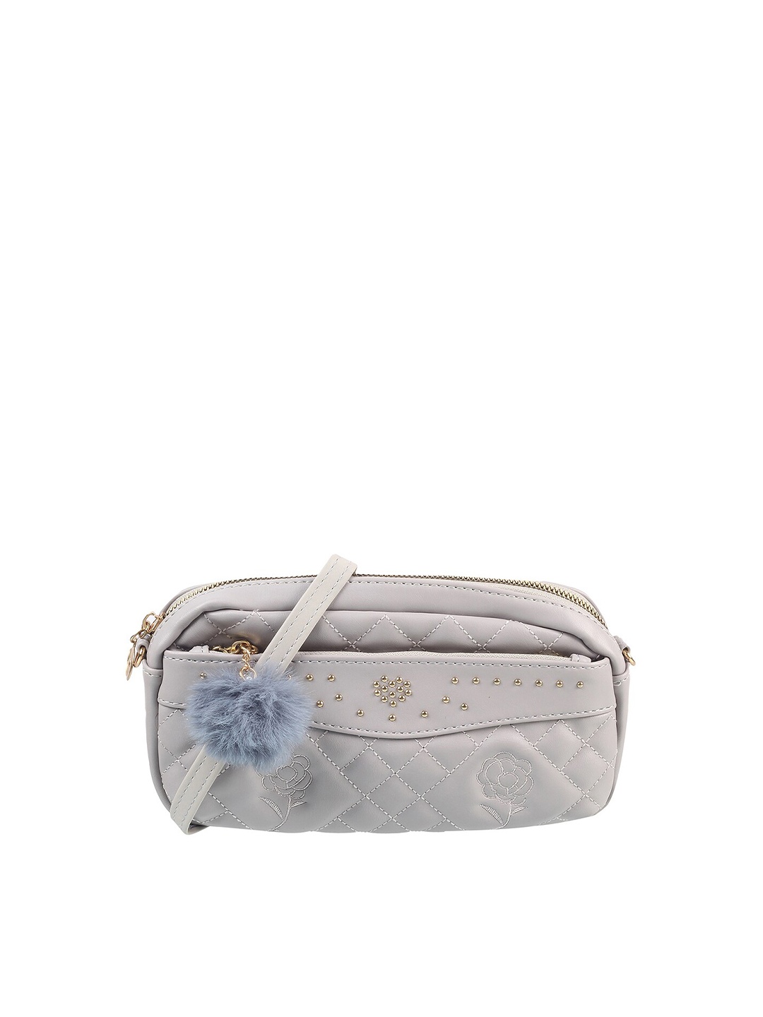 

WALKWAY by Metro Grey Textured Embellished Sling Bag