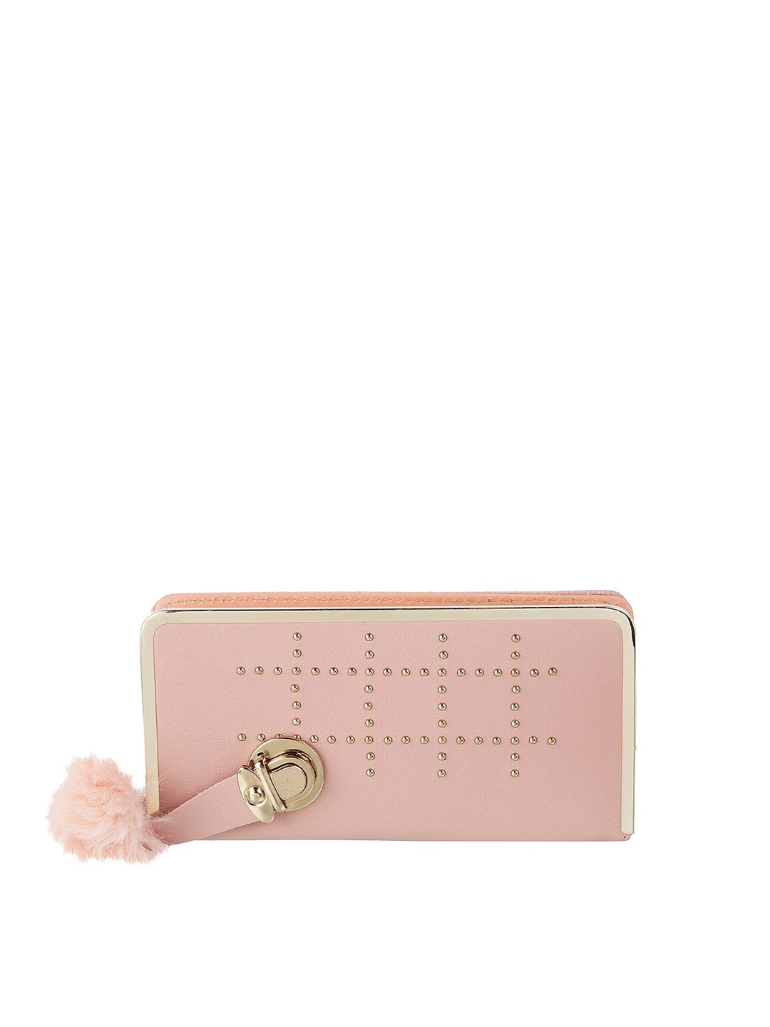 

WALKWAY by Metro Women Peach-Coloured Embellished Zip Around Wallet