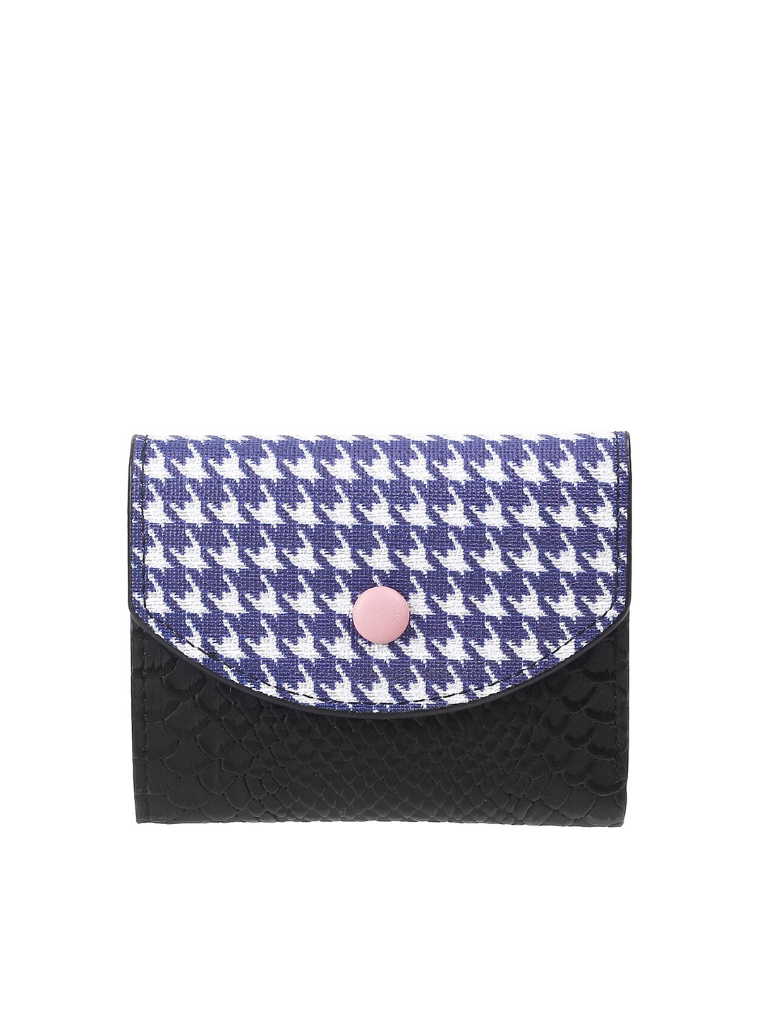 

WALKWAY by Metro Women Blue & White Geometric Textured Three Fold Wallet