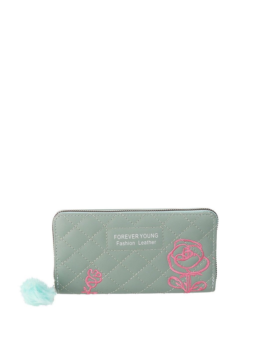

WALKWAY by Metro Women Green & Pink Zip Around Wallet