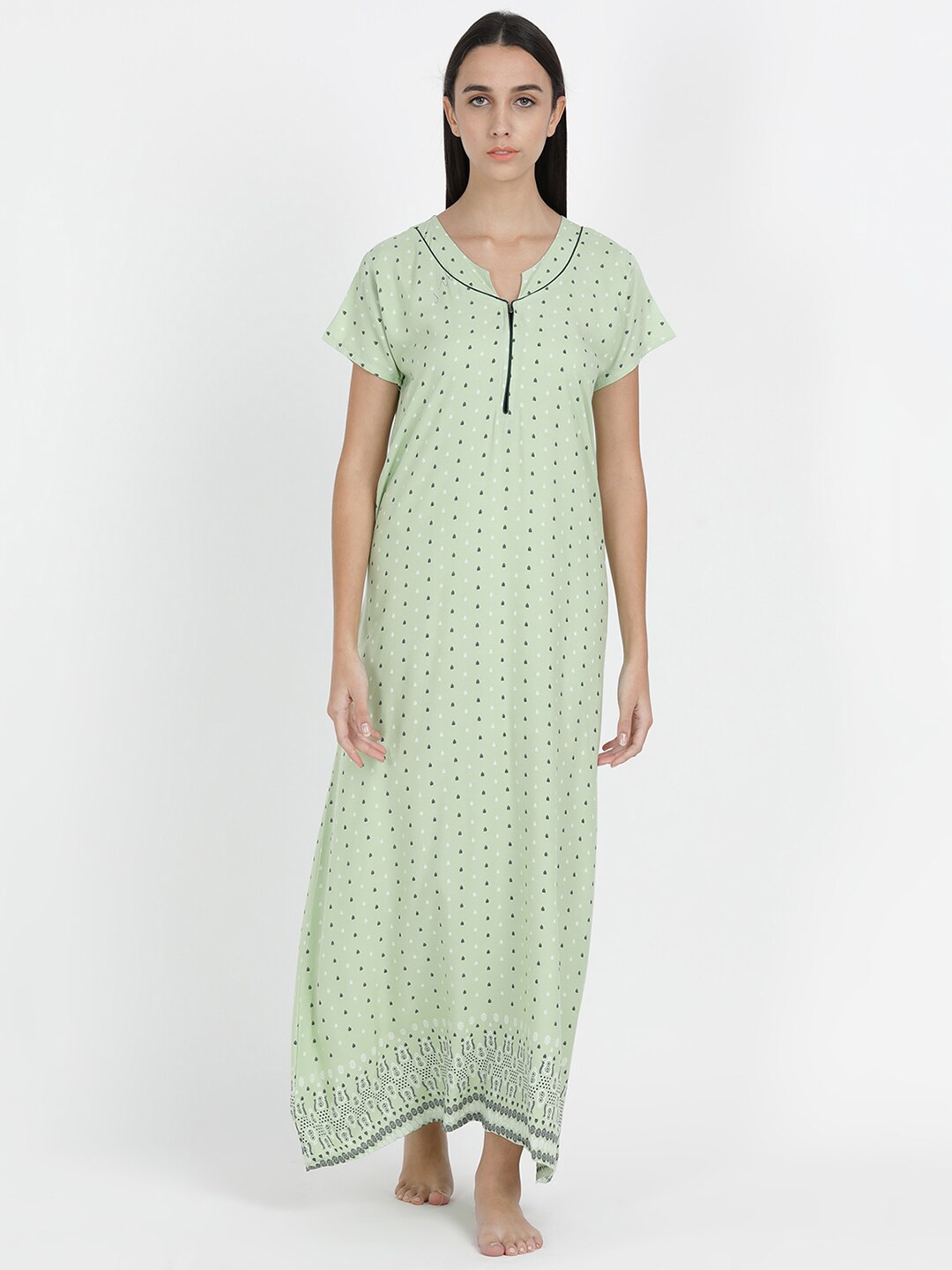 

V2 Value & Variety Green Printed Maxi Nightdress