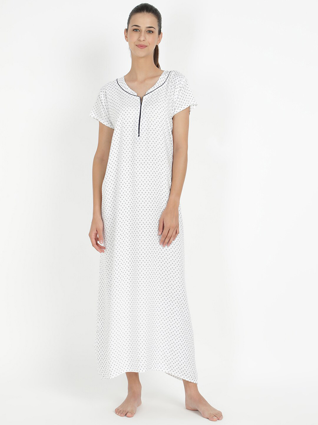 

V2 Value & Variety Women White Printed Maxi Nightdress