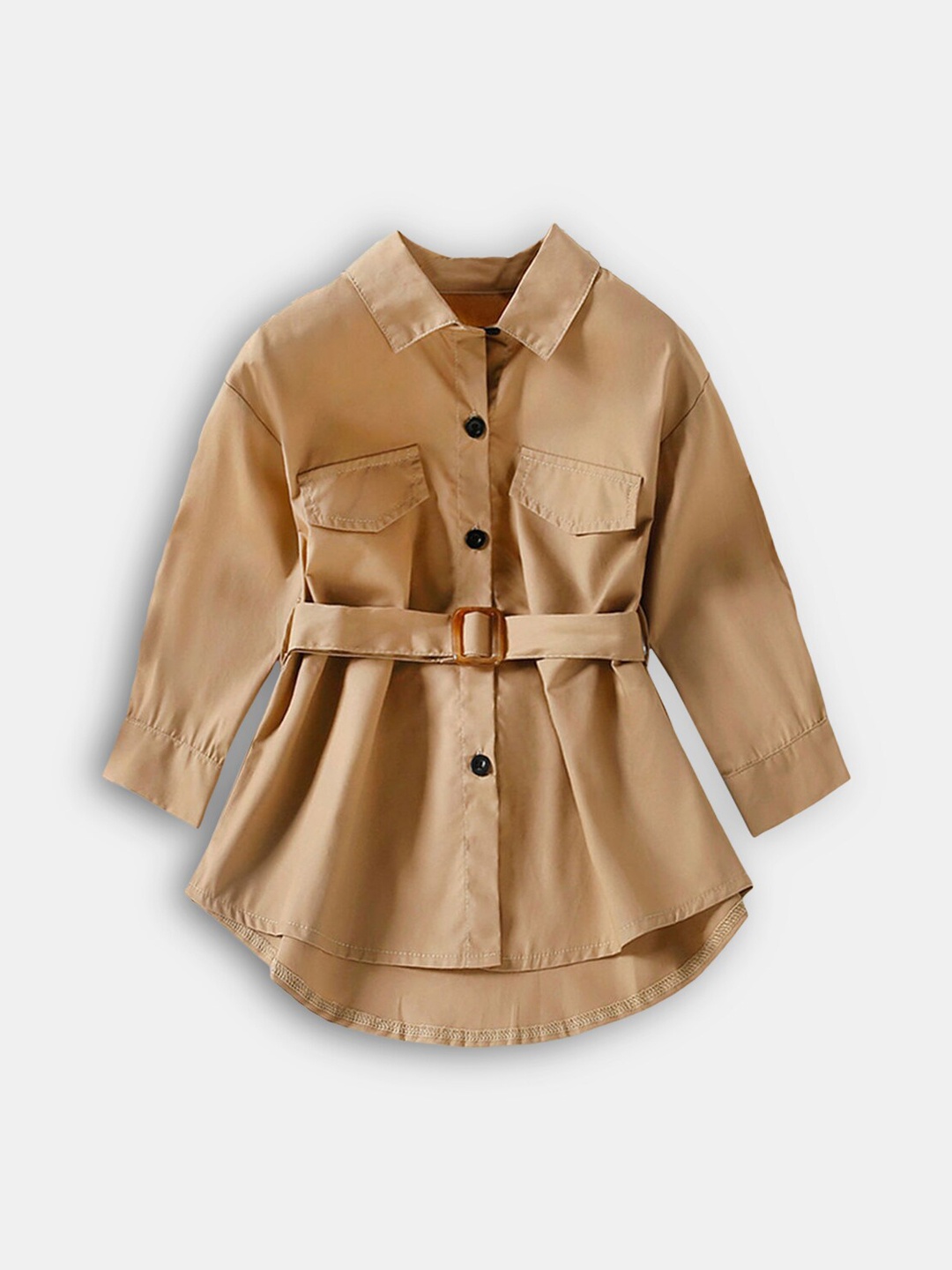 

Hopscotch Girls Beige Solid Trench Coat