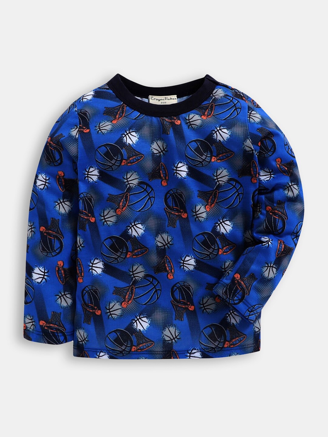 

Hopscotch Boys Blue Floral Printed T-shirt