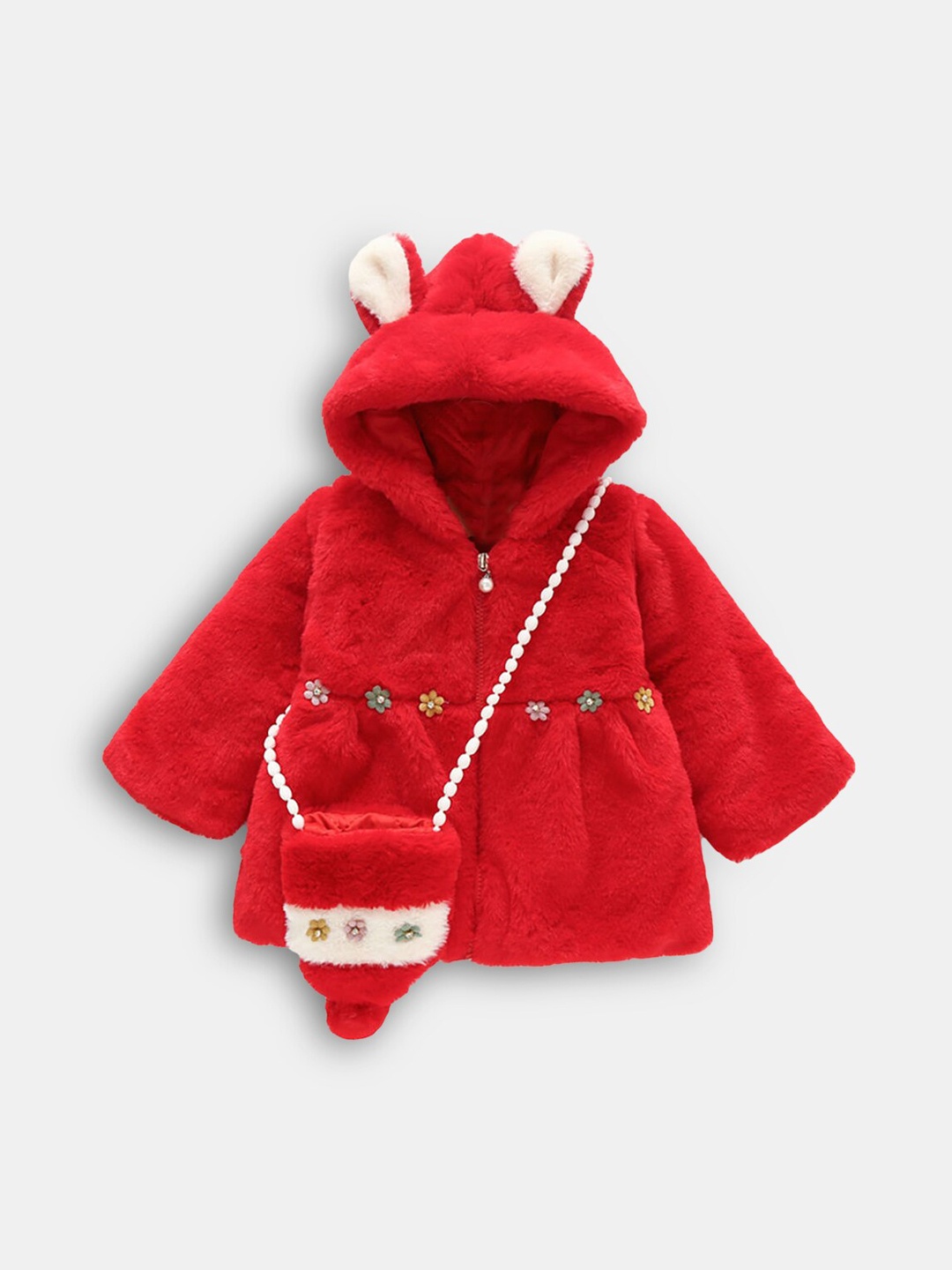 

Hopscotch Girls Red Solid Sherpa Coats