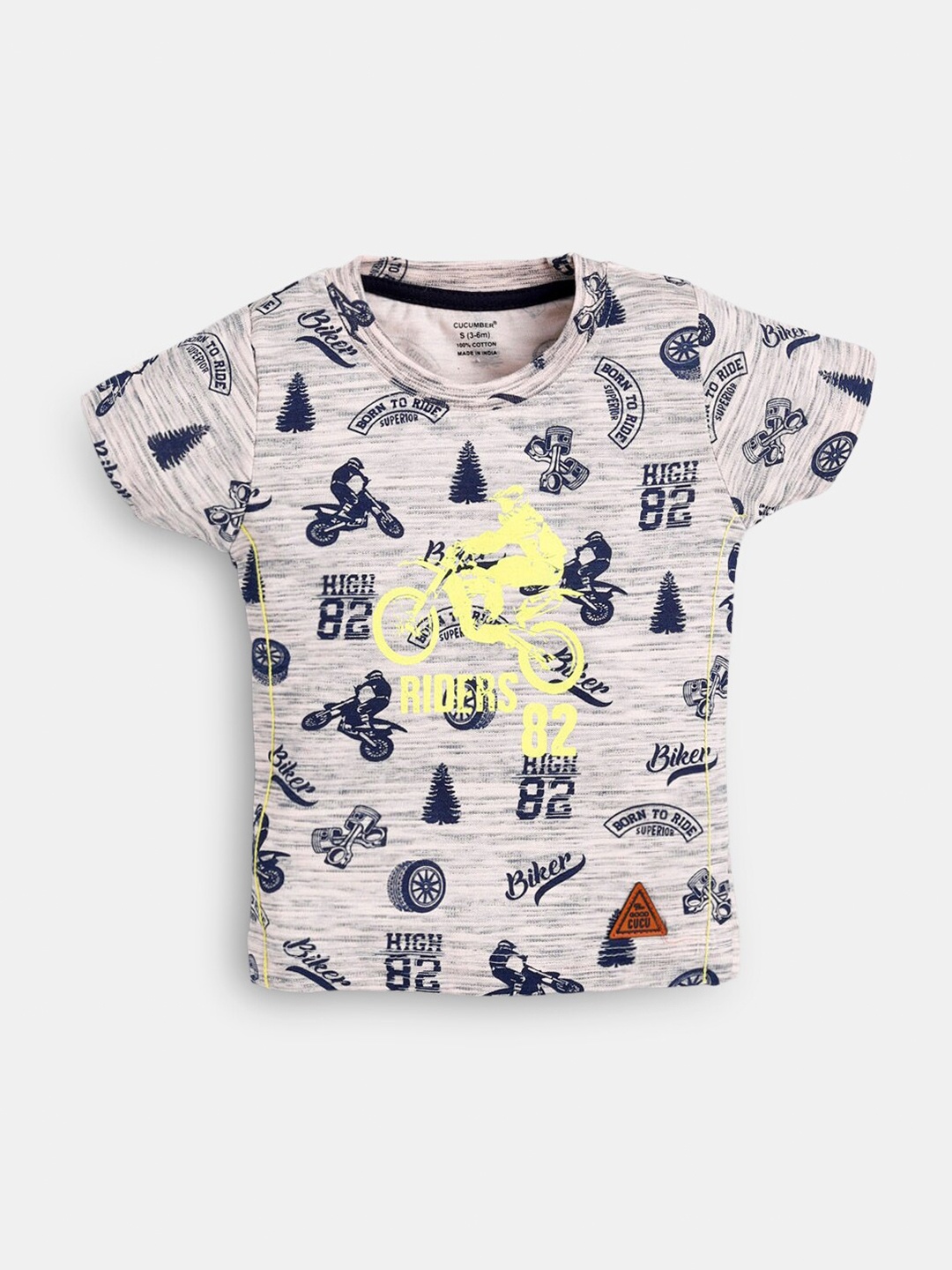 

Hopscotch Boys Grey Printed Cotton T-shirt