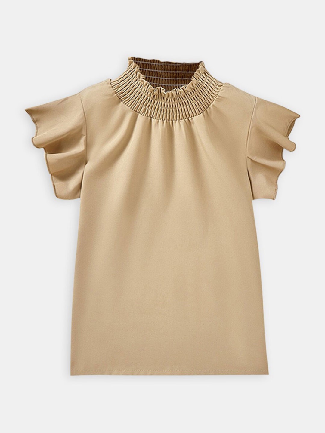 

Hopscotch Girls Brown Solid High Neck Top
