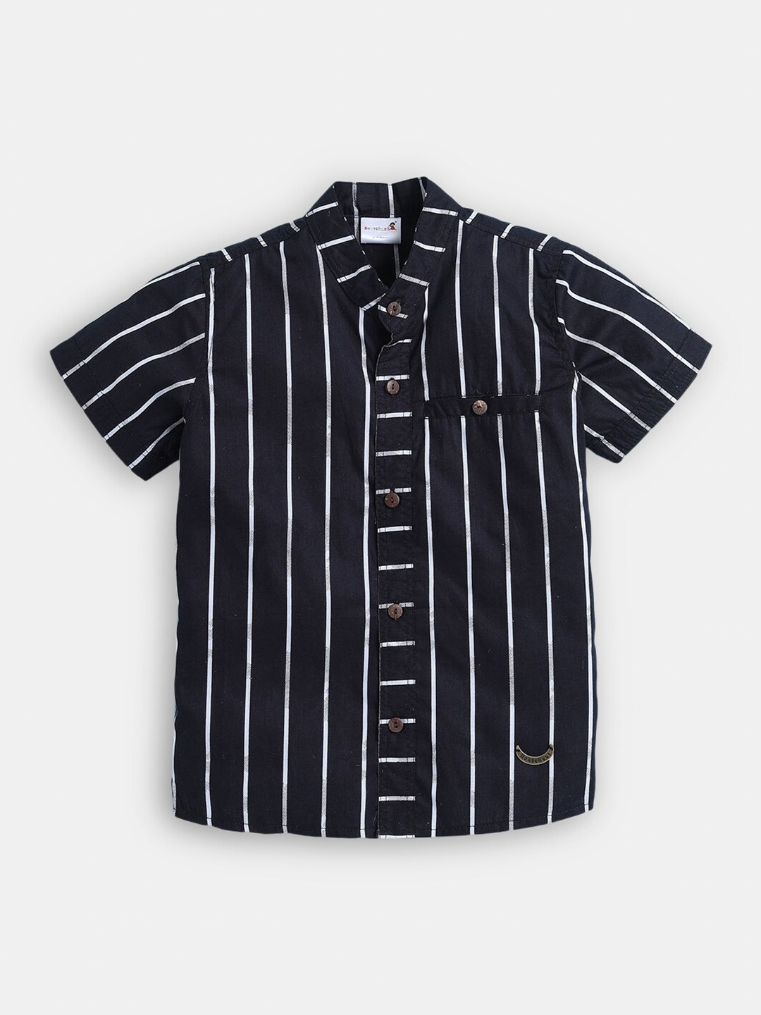 

Hopscotch Boys Navy Blue Striped Casual Shirt