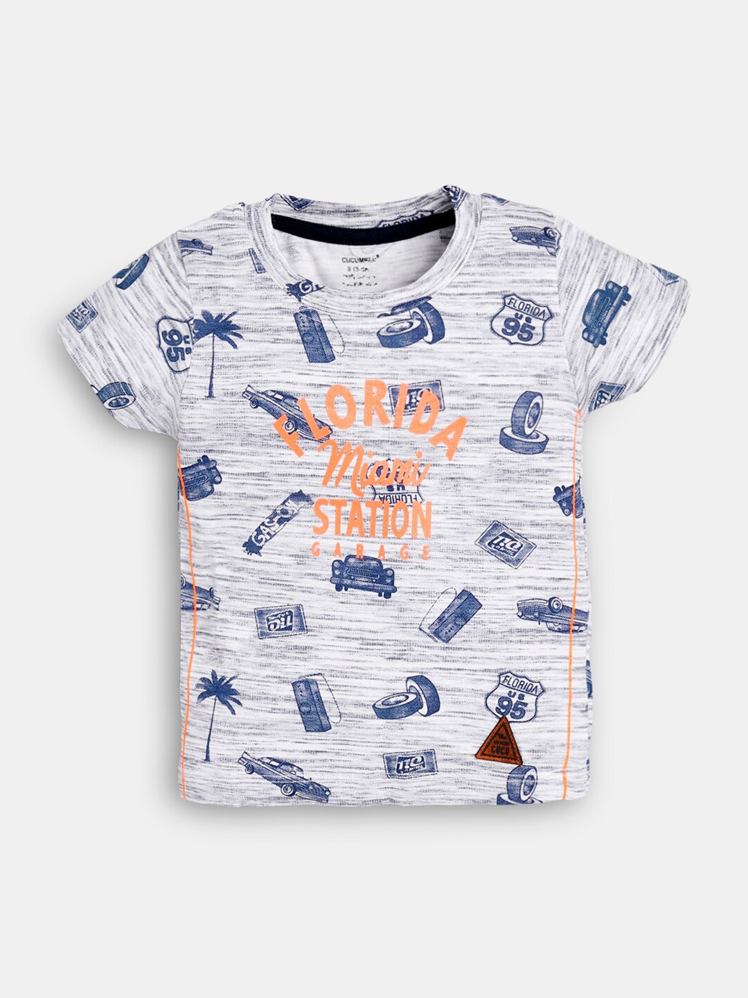 

Hopscotch Boys Grey Printed T-shirt
