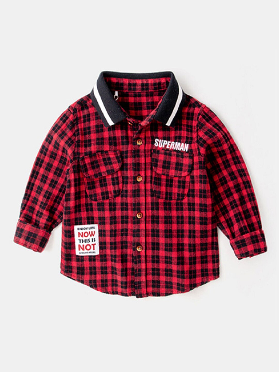 

Hopscotch Boys Red Buffalo Checks Checked Casual Shirt