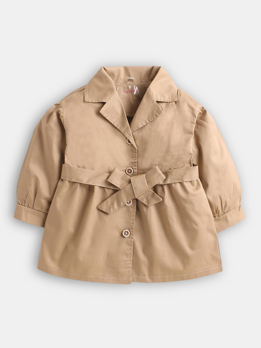 

Hopscotch Girls Beige Solid Trench Coat