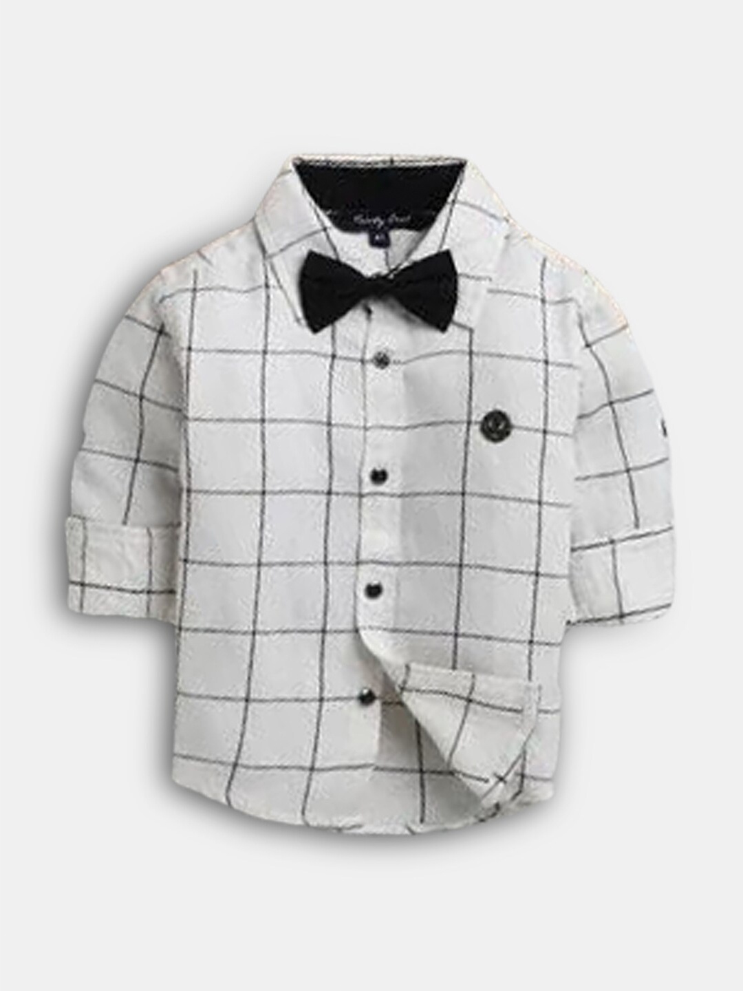 

Hopscotch Boys White Windowpane Checks Checked Casual Shirt