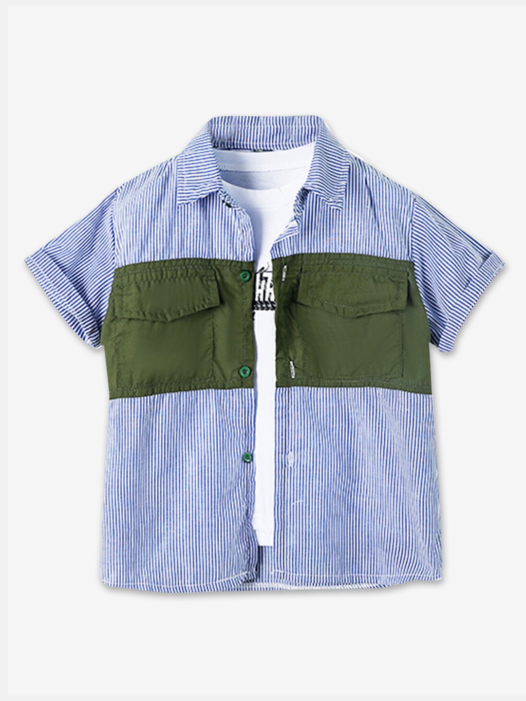 

Hopscotch Boys Blue Bengal Stripes Striped Casual Shirt