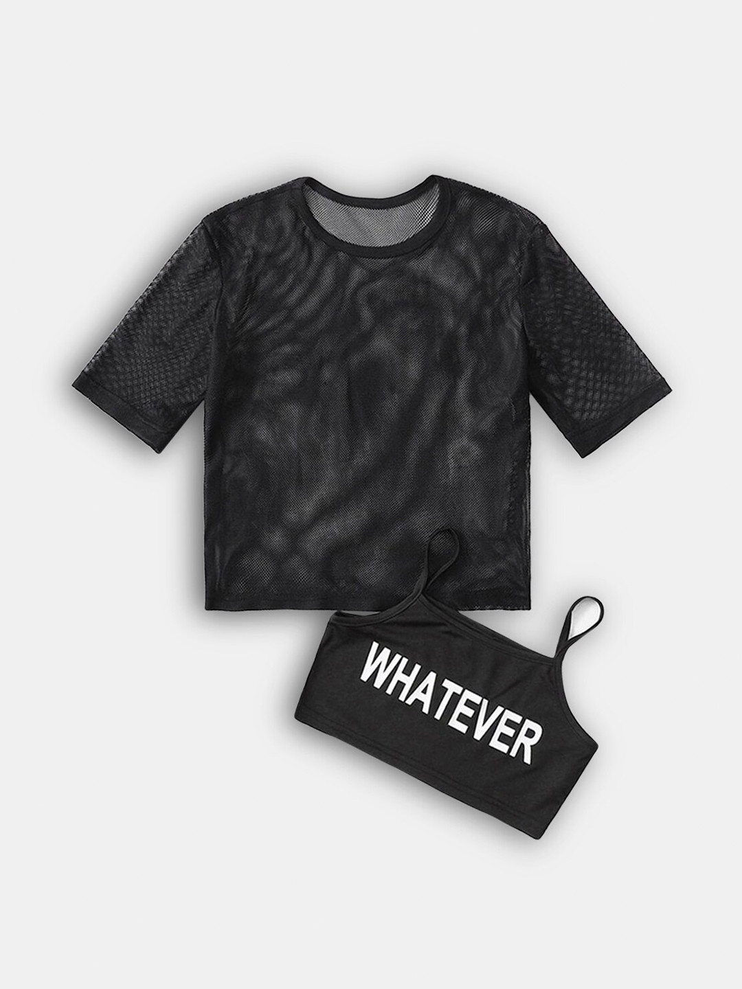 

Hopscotch Girls Black Top with Printed Vest