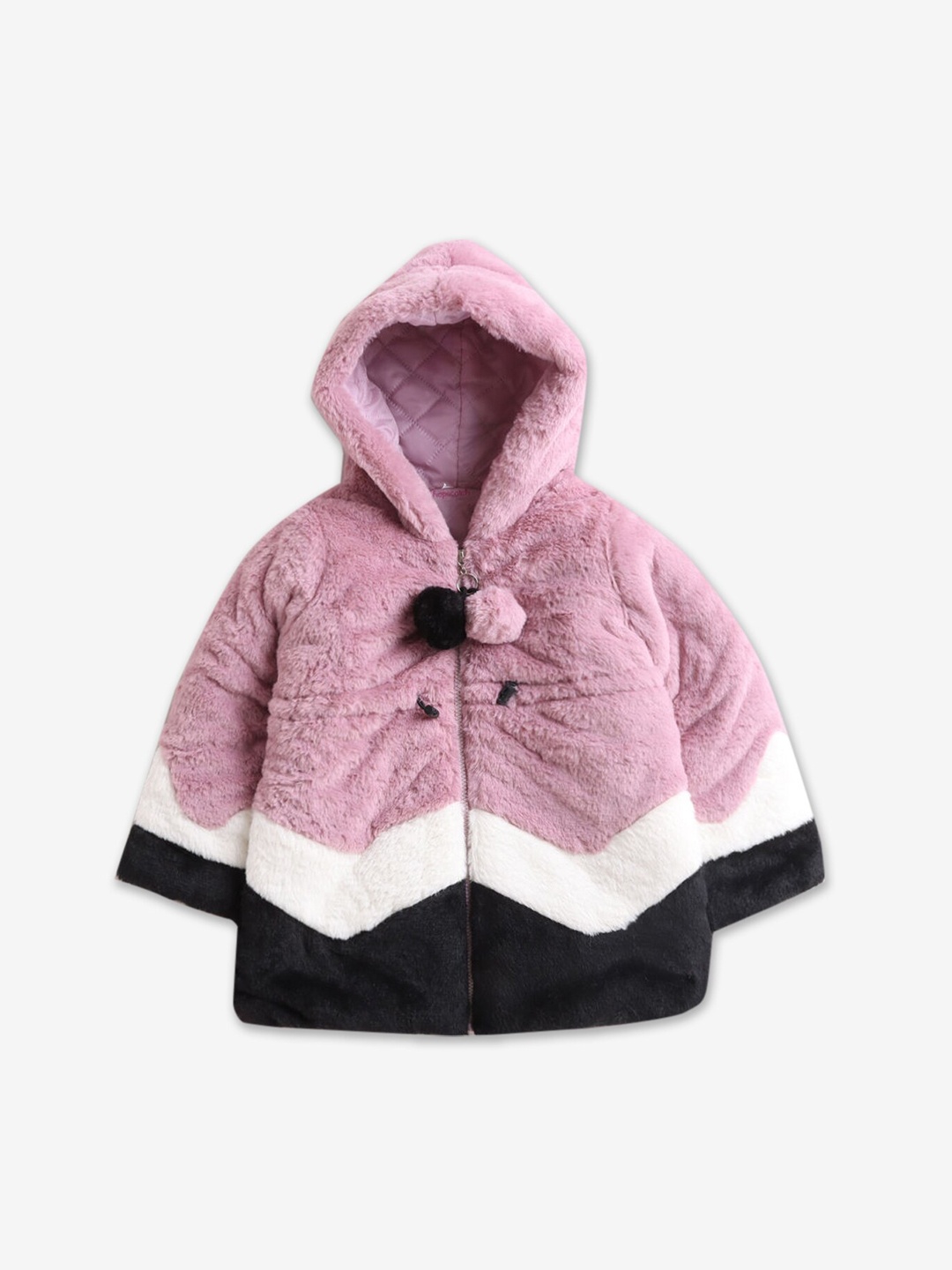 

Hopscotch Girls Pink Solid Hooded Full-Sleeve Long Coat