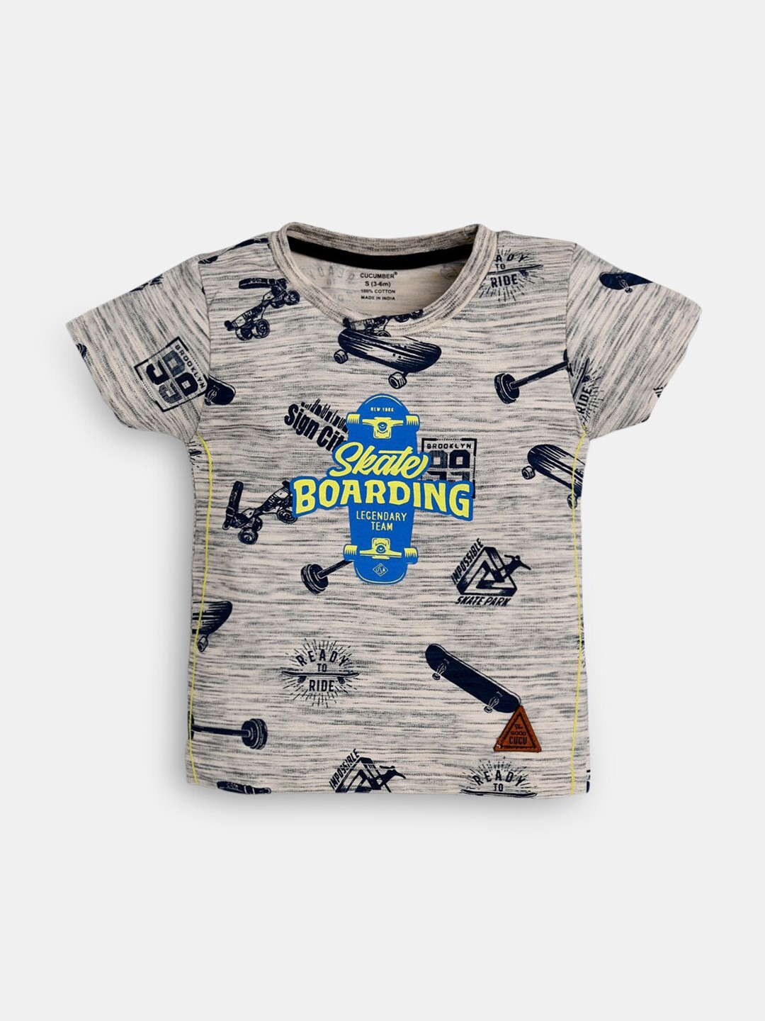 

Hopscotch Boys Blue & Grey Printed T-shirt