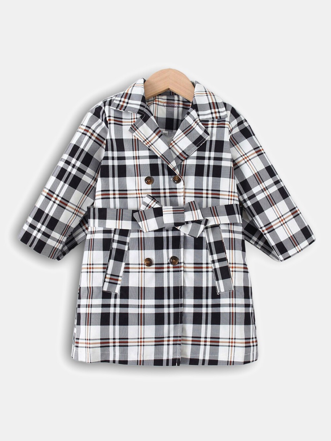 

Hopscotch Girls White & Black Checked OverCoat