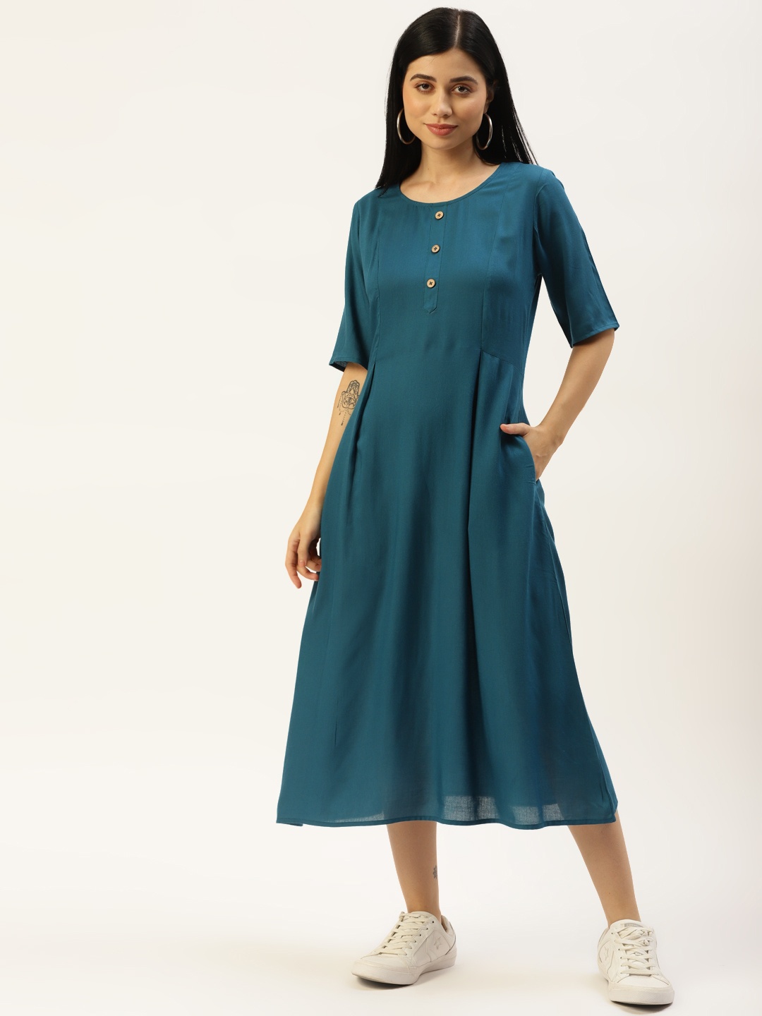 

BRINNS Teal A-Line Midi Dress