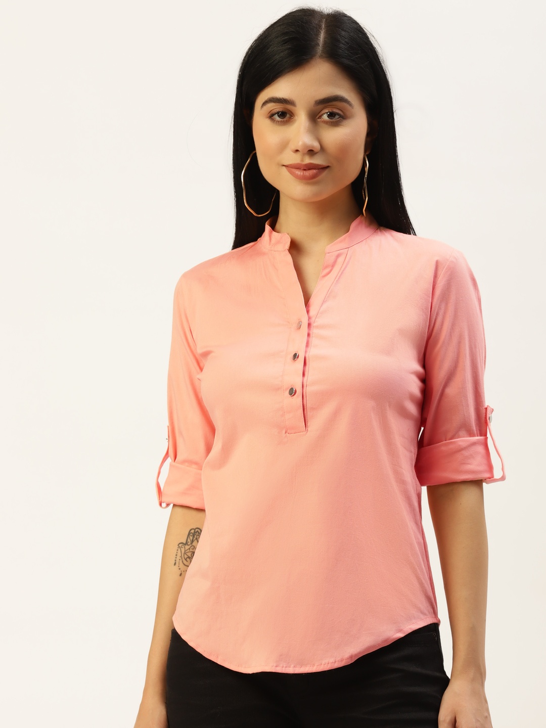 

BRINNS Women Peach-Coloured Opaque Formal Shirt