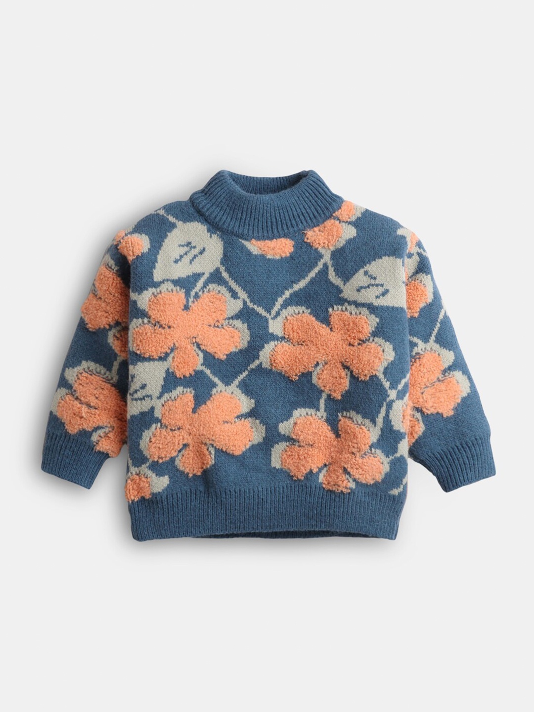 

Hopscotch Girls Blue & Orange Floral Printed Pullover