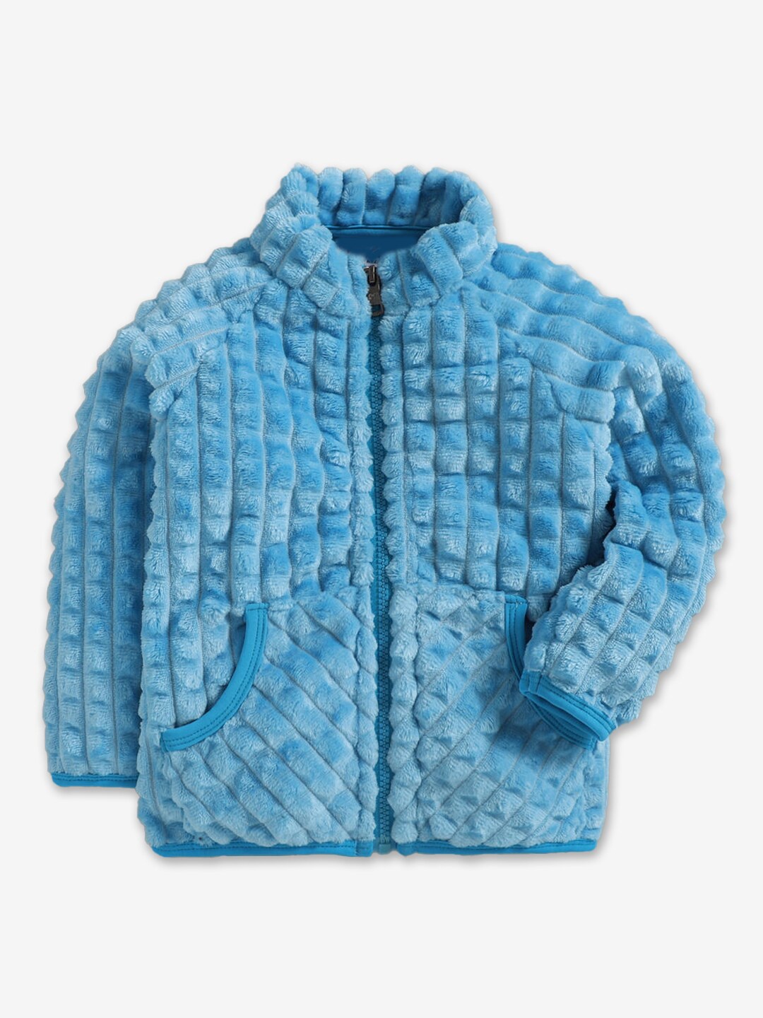 

Hopscotch Boys Blue Geometric Woolen Tailored Jacket