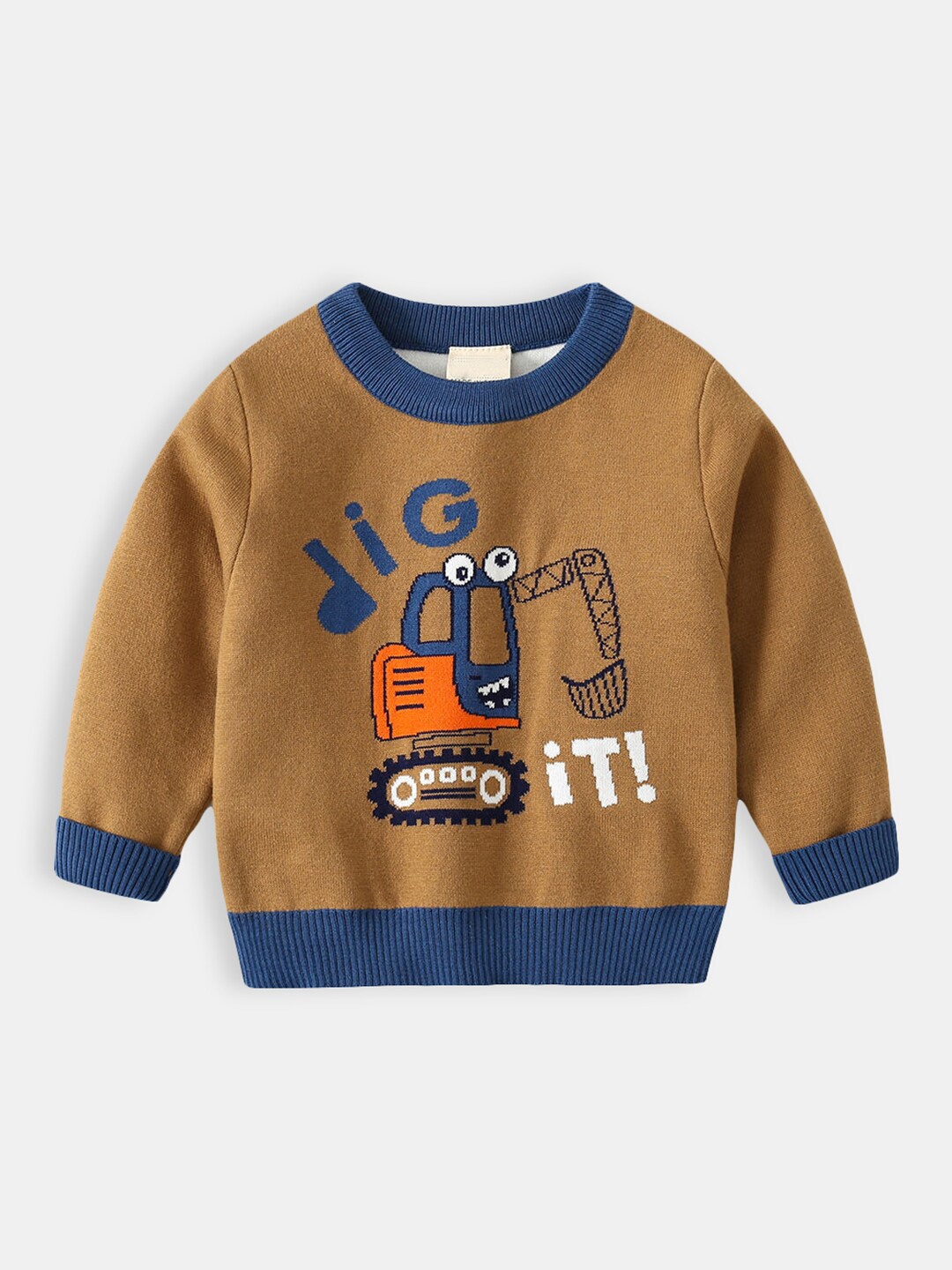 

Hopscotch Boys Mustard & Blue Typography Printed Pullover