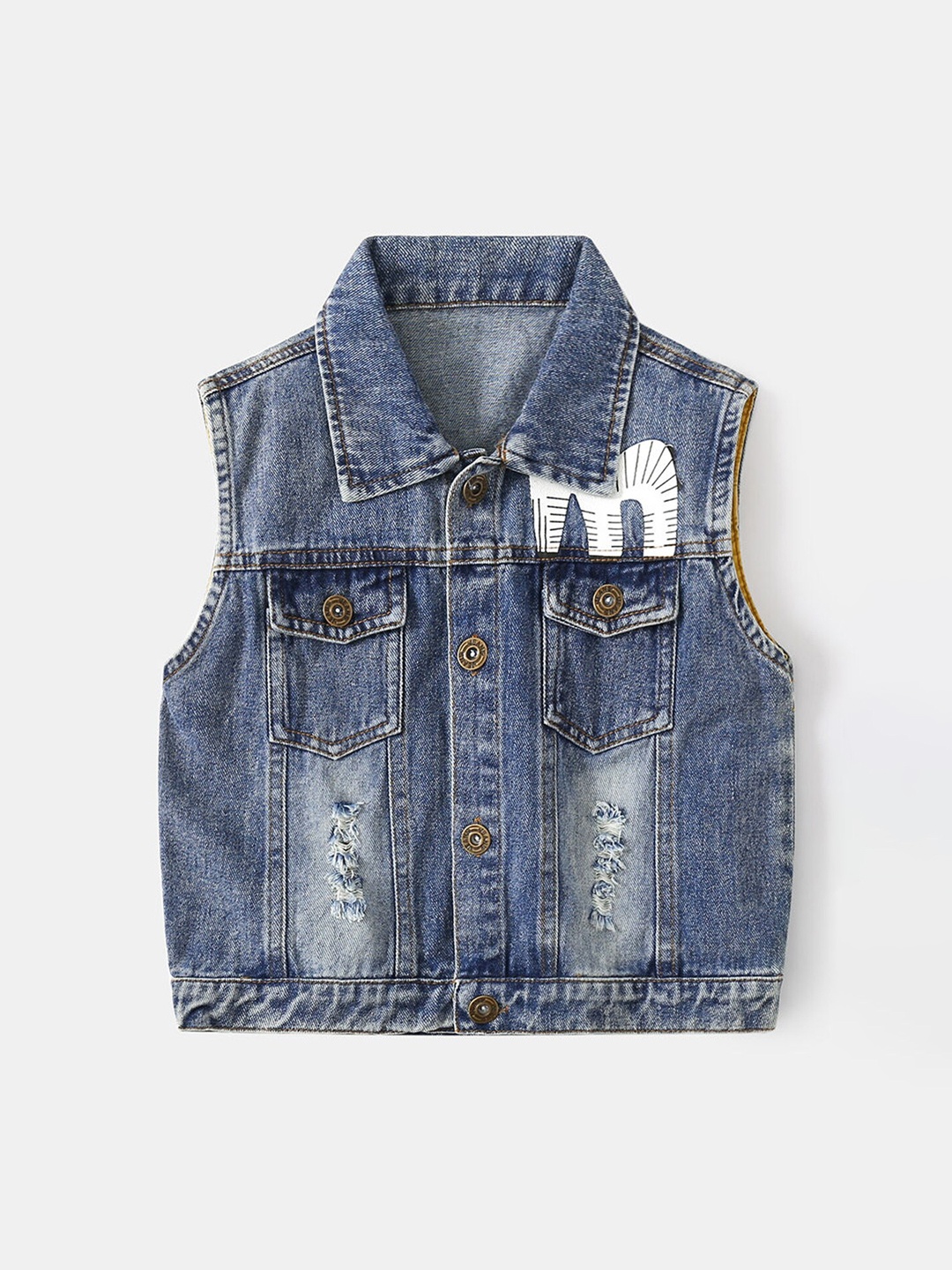 

Hopscotch Boys Blue Washed Sleeveless Denim Jacket