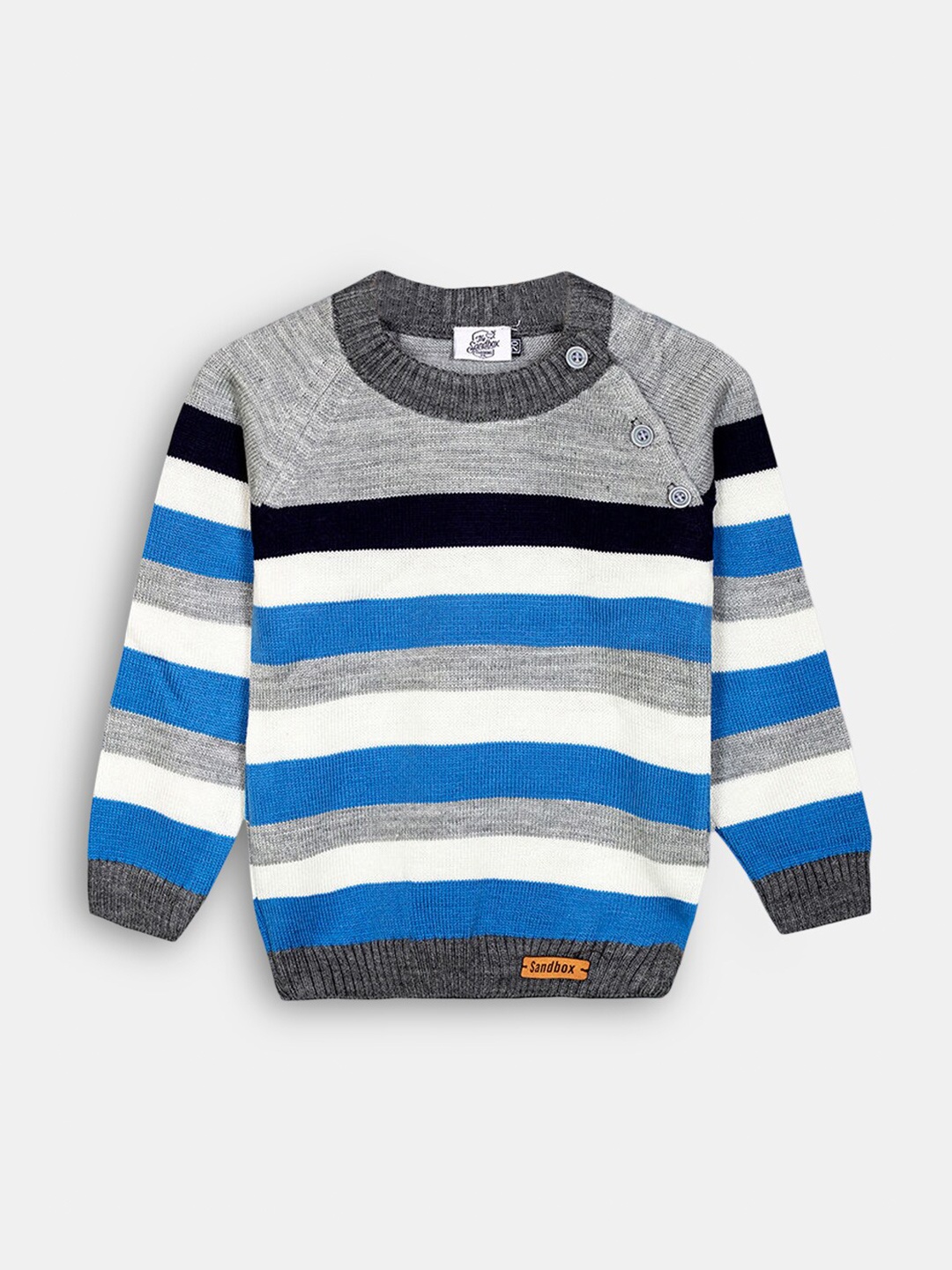 

Hopscotch Girls Grey & White Striped Pullover