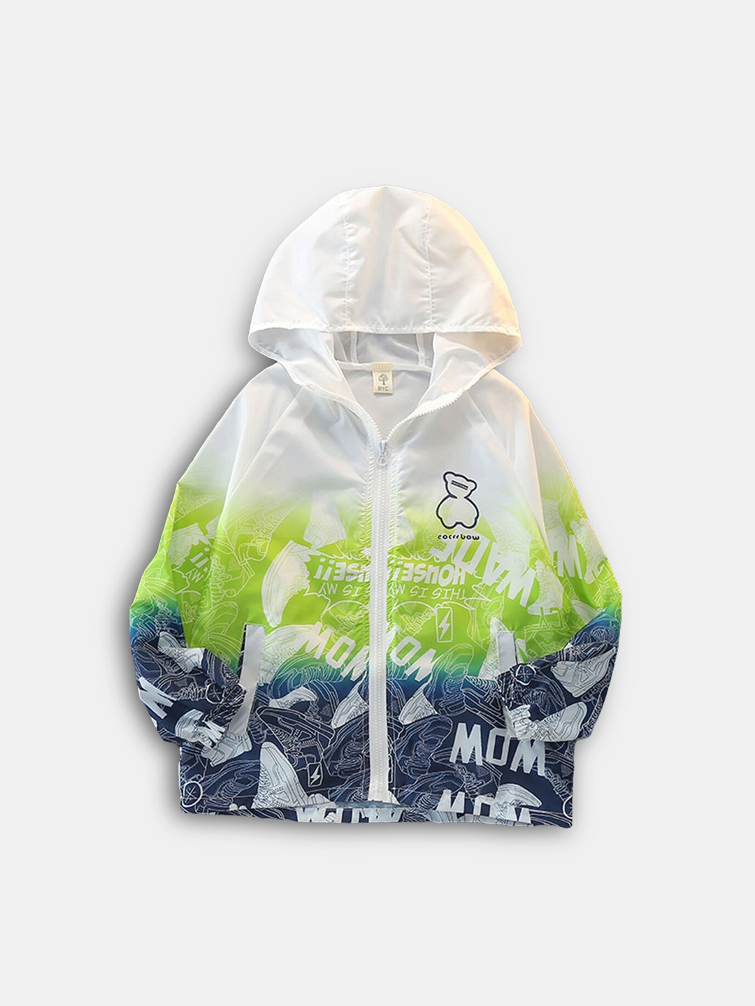 

Hopscotch Boys Green Printed Bomber Jacket