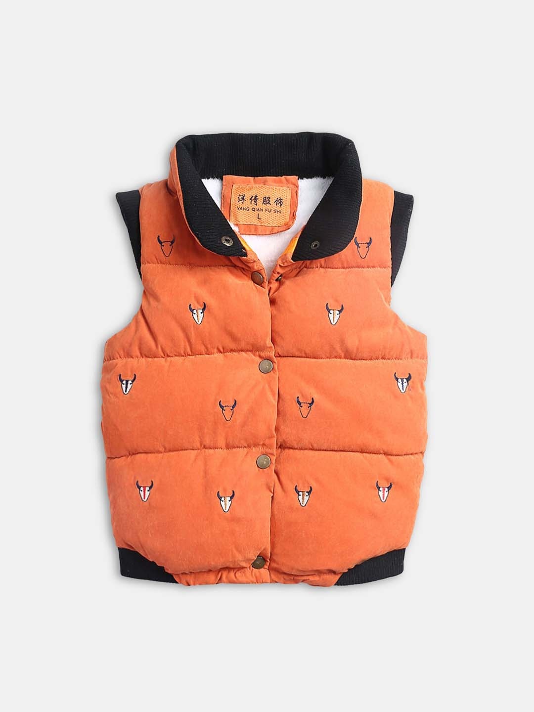 

Hopscotch Boys Orange Printed Puffer Jacket
