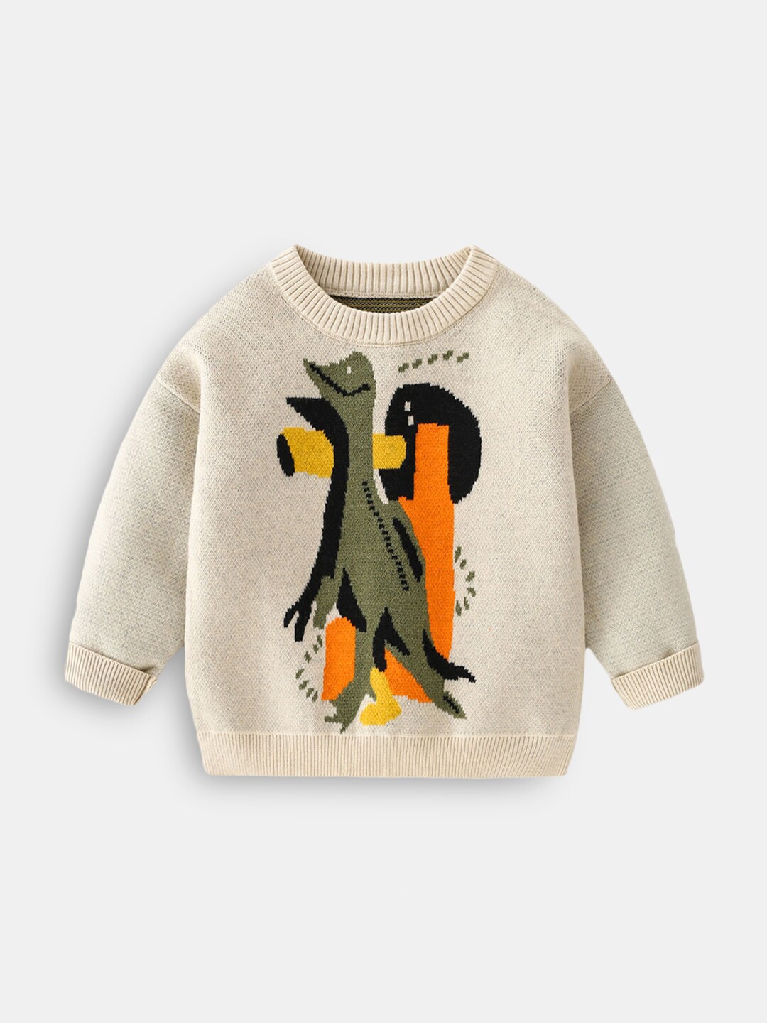 

Hopscotch Boys Beige & Orange Animal Printed Pullover