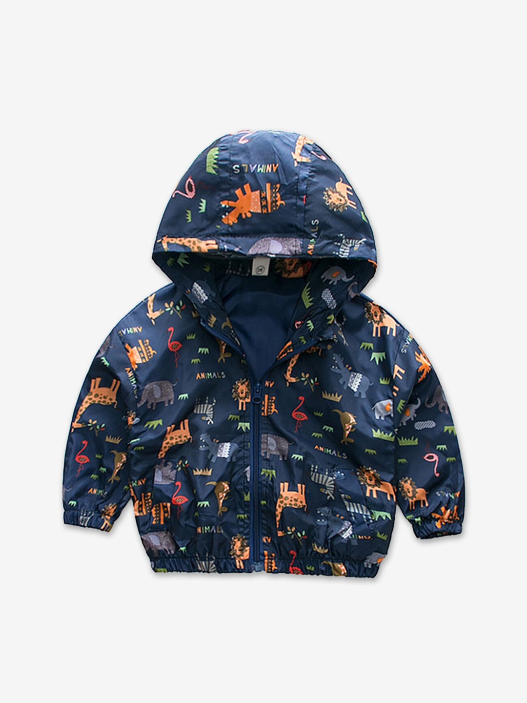 

Hopscotch Boys Navy Blue Printed Bomber Jacket