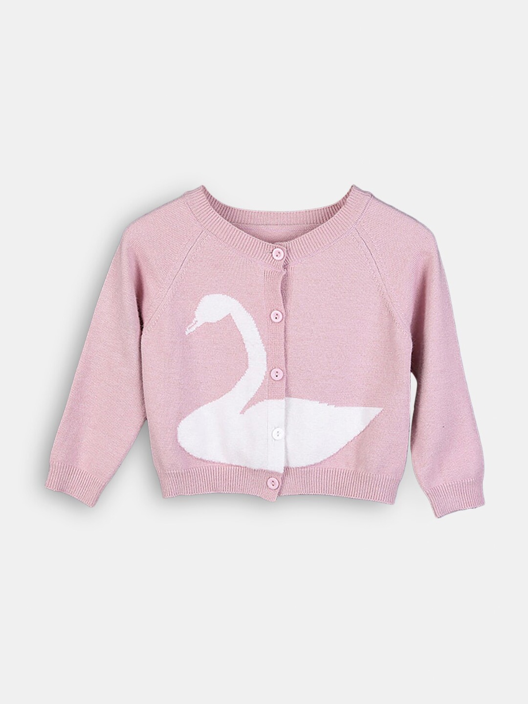

Hopscotch Girls Pink & White Animal Printed Cardigan
