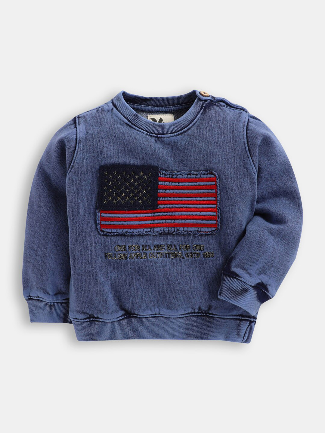 

Hopscotch Boys Navy Blue & Red Typography Printed Pullover